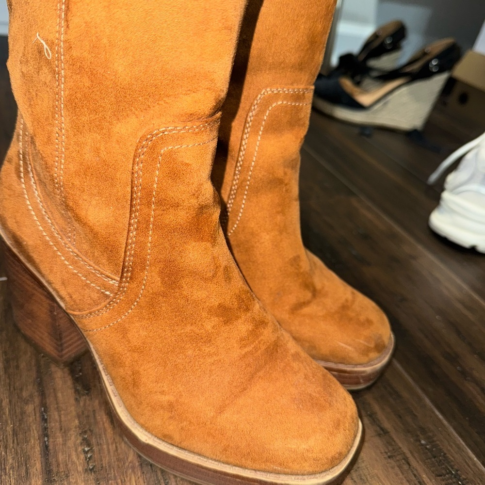 Target Tan Suede Heeled Boots